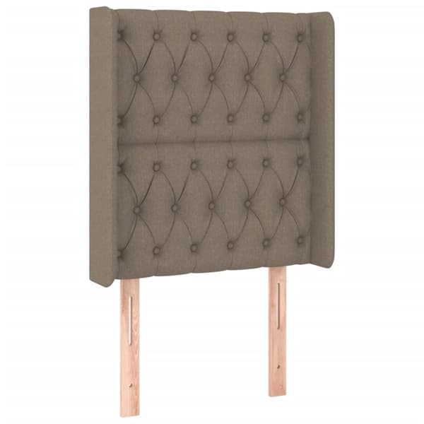sengegavl med LED-lys 83x16x118/128 cm stof gråbrun