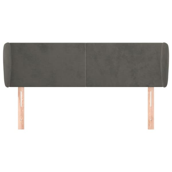 sengegavl med kanter 147x23x78/88 cm fløjl mørkegrå
