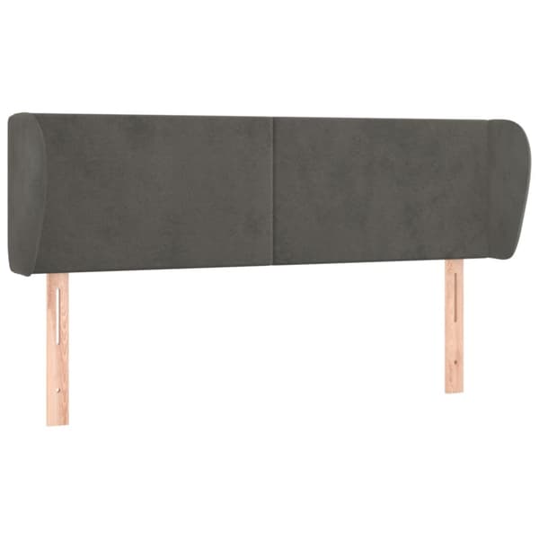 sengegavl med kanter 147x23x78/88 cm fløjl mørkegrå