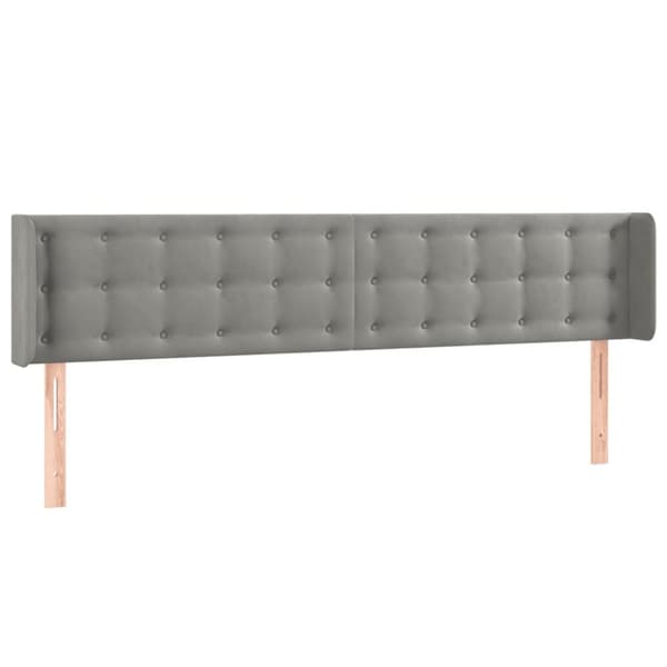 sengegavl med LED-lys 183x16x78/88 cm fløjl lysegrå
