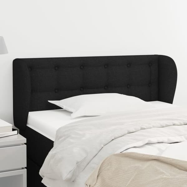 sengegavl med kanter 93x23x78/88 cm stof sort
