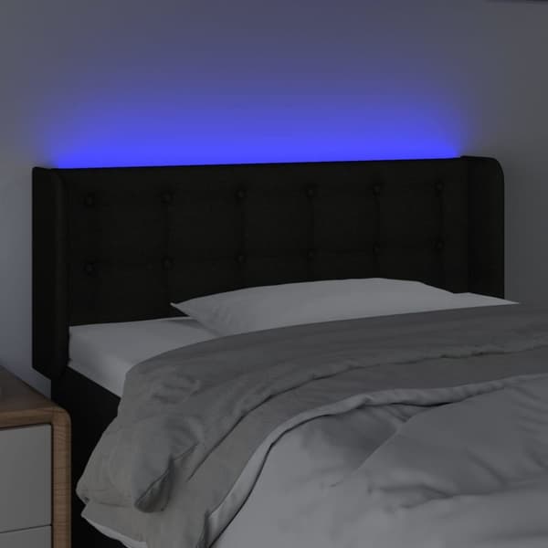 sengegavl med LED-lys 93x16x78/88 cm stof sort