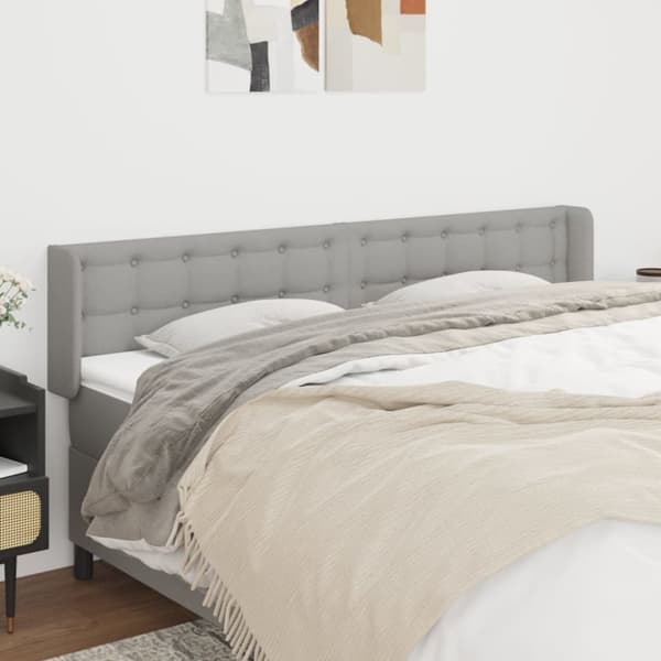 sengegavl med kanter 183x16x78/88 cm stof lysegrå