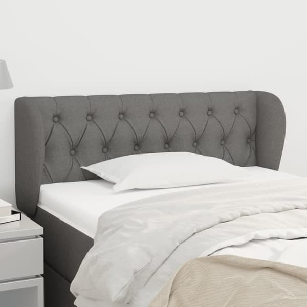 sengegavl med kanter 103x23x78/88 cm stof mørkegrå