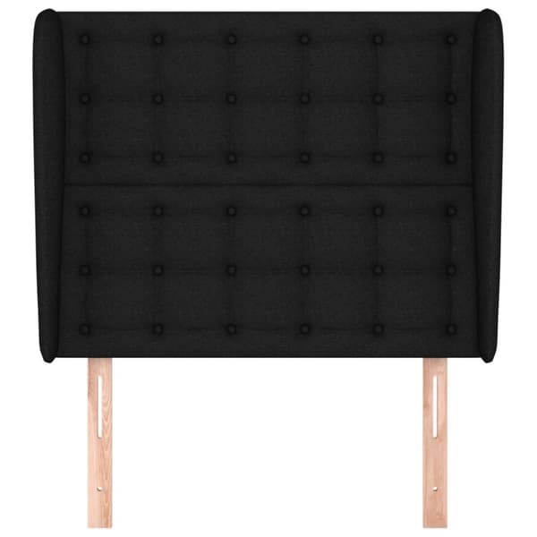 sengegavl med kanter 93x23x118/128 cm stof sort