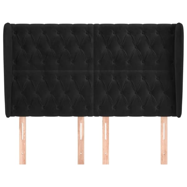 sengegavl med kanter 163x23x118/128 cm fløjl sort