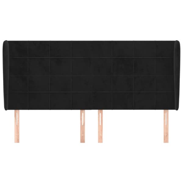 sengegavl med kanter 183x23x118/128 cm fløjl sort