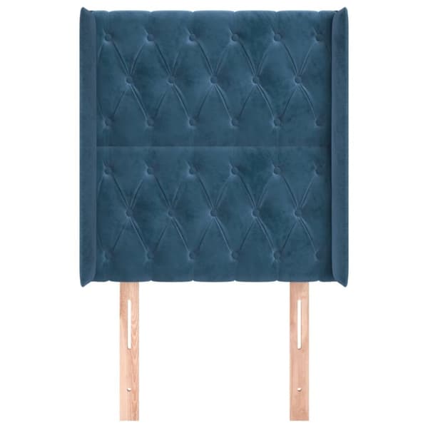 sengegavl med kanter 83x16x118/128 cm fløjl mørkeblå
