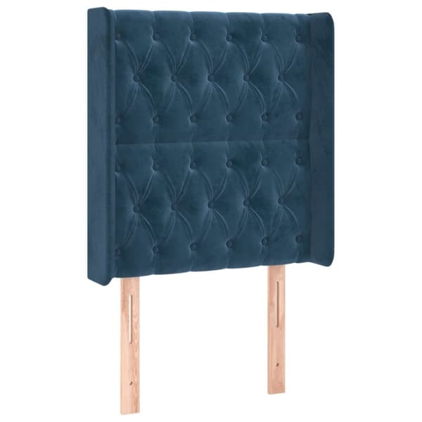 sengegavl med kanter 83x16x118/128 cm fløjl mørkeblå
