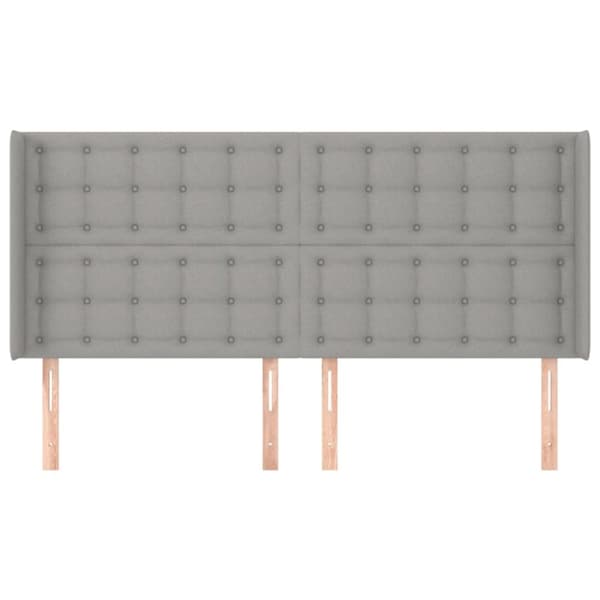 sengegavl med kanter 183x16x118/128 cm stof lysegrå