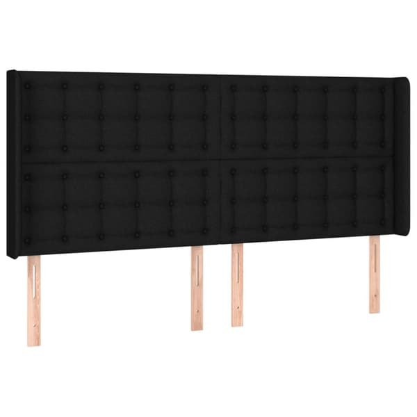 sengegavl med LED-lys 183x16x118/128 cm stof sort
