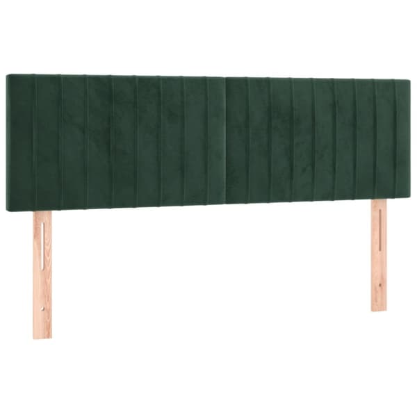 sengegavl med LED-lys 144x5x78/88 cm fløjl mørkegrøn