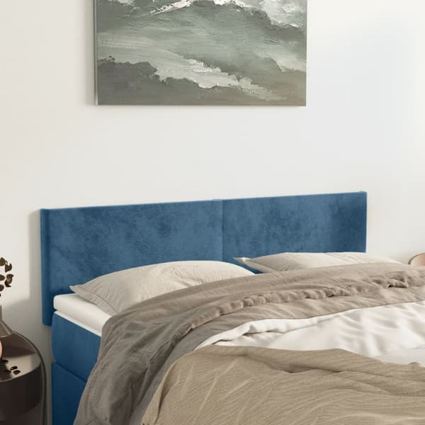 sengegavle 2 stk. 72x5x78/88 cm fløjl mørkeblå