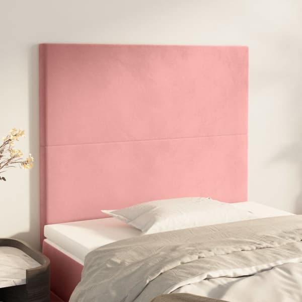 Sängyn päädyt, 2 kpl, pinkki, 90x5x78/88 cm, sametti