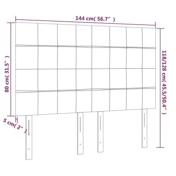 sengegavle 4 stk. 72x5x78/88 cm stof gråbrun