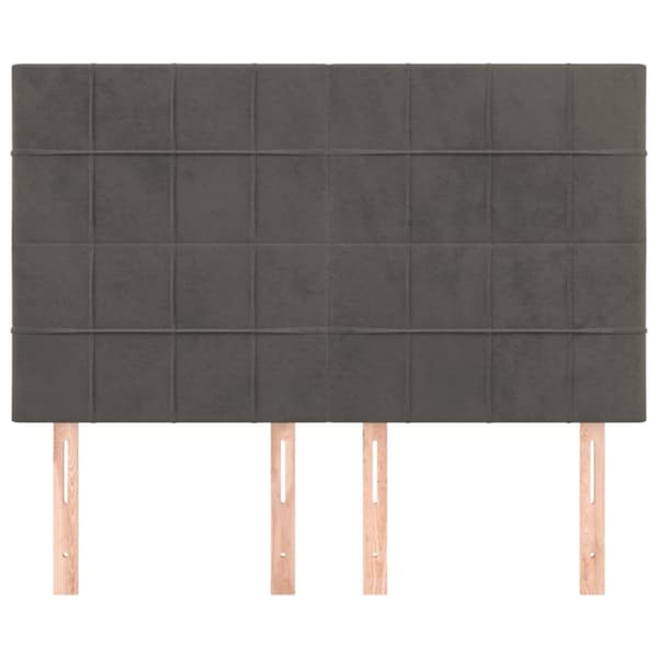 Sängyn päädyt, 4 kpl, tummanharmaa, 72x5x78/88 cm, sametti