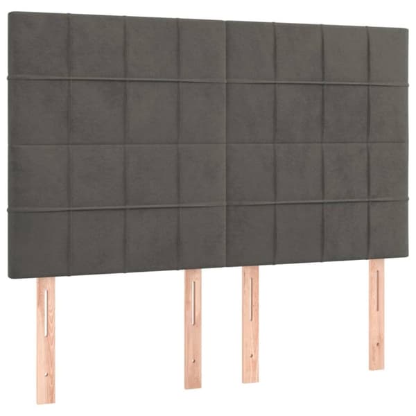 Sängyn päädyt, 4 kpl, tummanharmaa, 72x5x78/88 cm, sametti