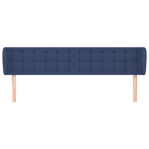 sengegavl med kanter 163x23x78/88 cm stof blå