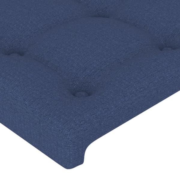 sengegavl med kanter 163x23x78/88 cm stof blå