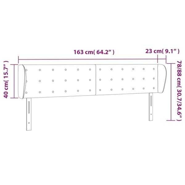 sengegavl med kanter 163x23x78/88 cm stof blå
