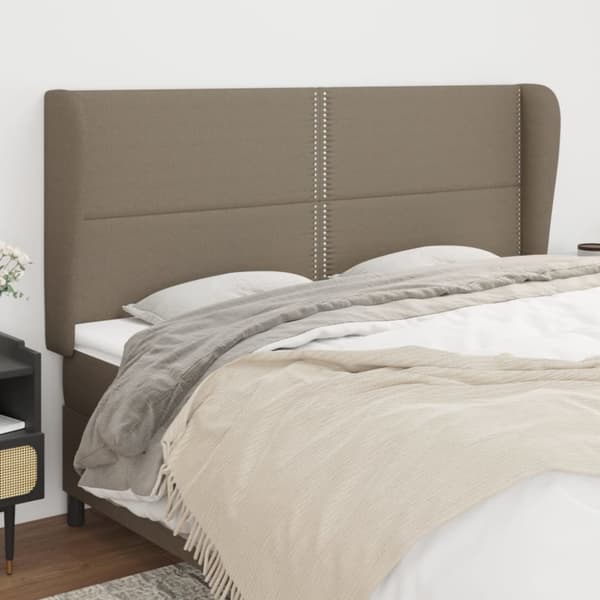 sengegavl med kanter 183x23x118/128 cm stof gråbrun