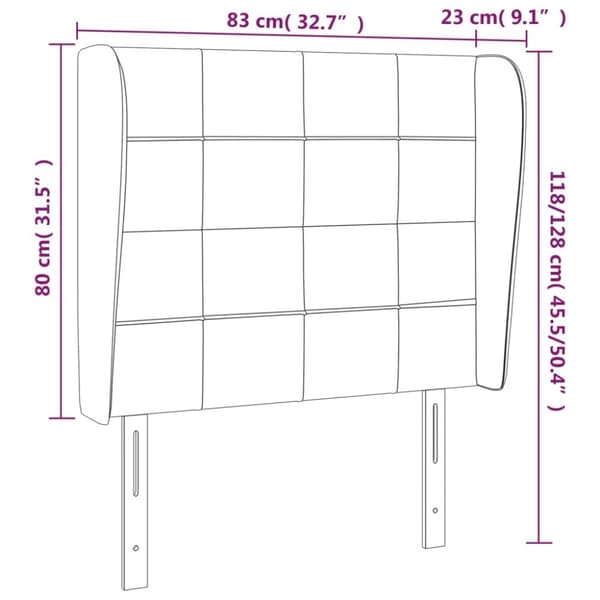 sengegavl med kanter 83x23x118/128 cm stof mørkebrun