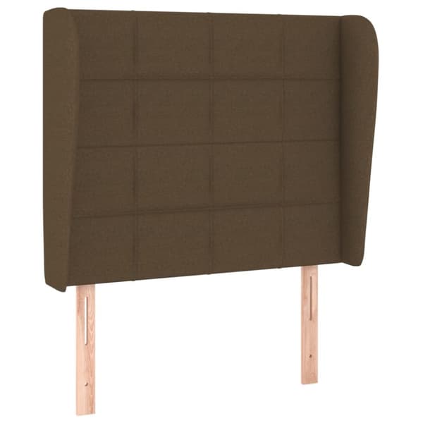 sengegavl med kanter 83x23x118/128 cm stof mørkebrun