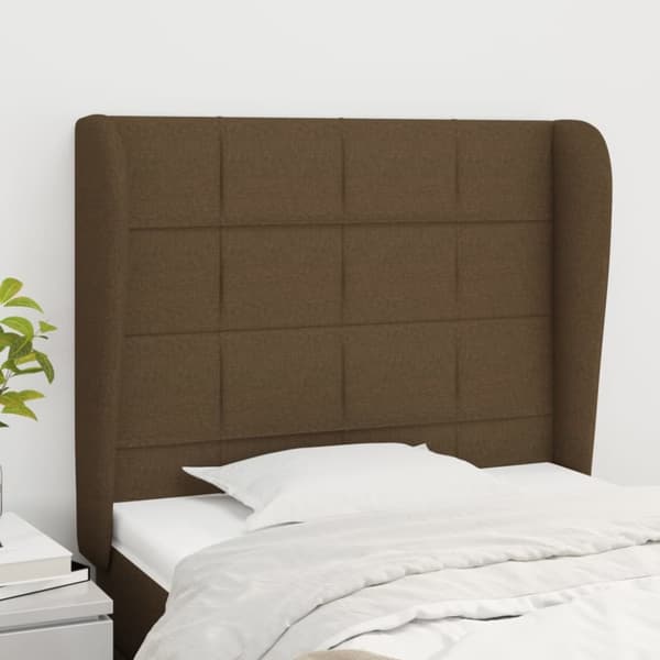 sengegavl med kanter 83x23x118/128 cm stof mørkebrun