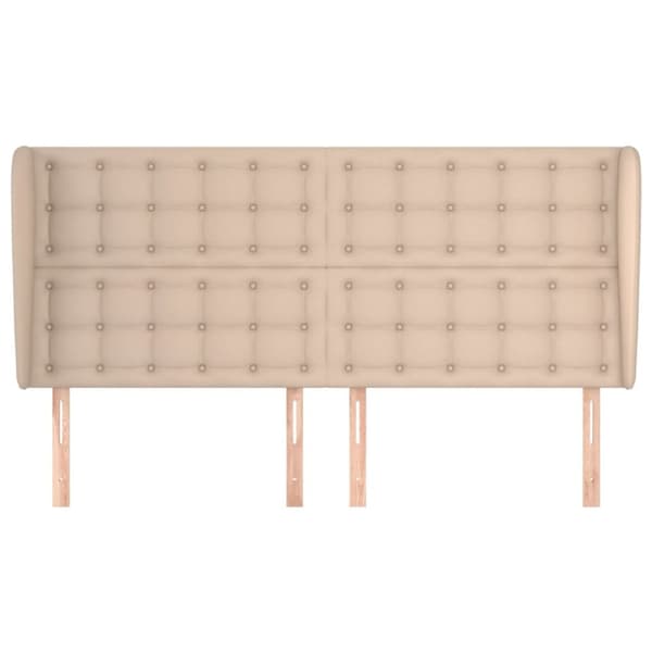 sengegavl med kanter 183x23x118/128 cm kunstlæder cappuccino