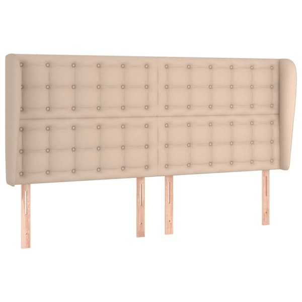 sengegavl med kanter 183x23x118/128 cm kunstlæder cappuccino