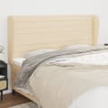 Miniatyrbillede 1 af 9: sengegavl med kanter 163x23x118/128 cm stof cremefarvet