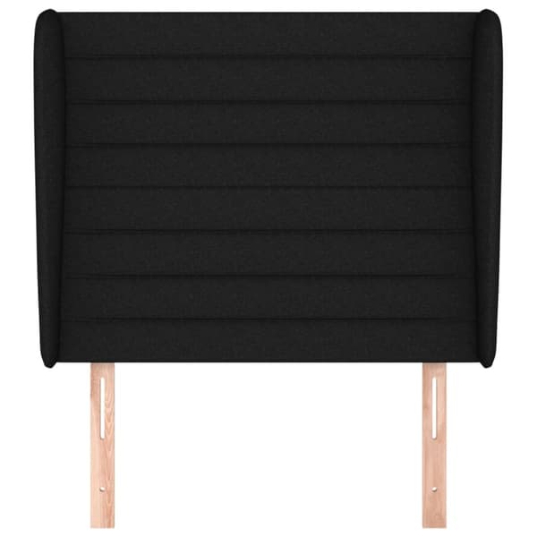 sengegavl med kanter 93x23x118/128 cm stof sort
