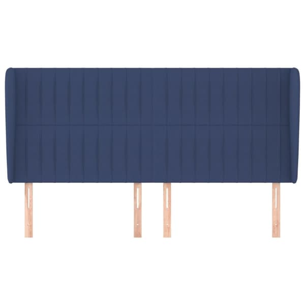sengegavl med kanter 203x23x118/128 cm stof blå