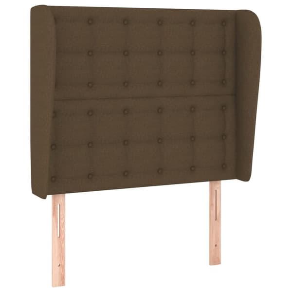 sengegavl med kanter 83x23x118/128 cm stof mørkebrun