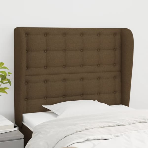 sengegavl med kanter 83x23x118/128 cm stof mørkebrun