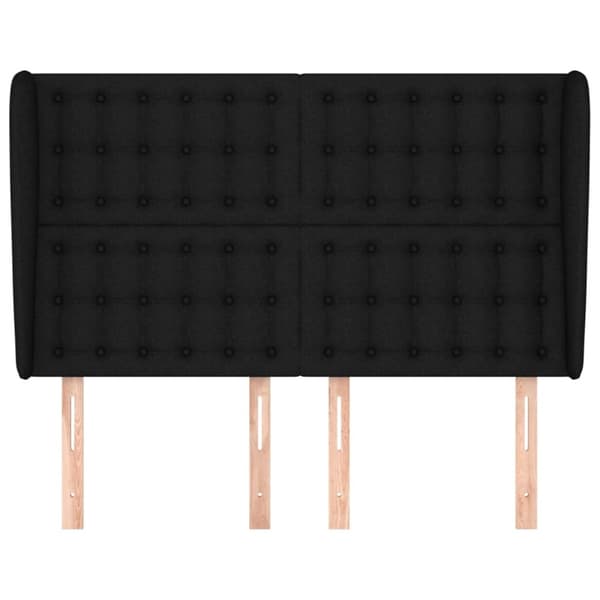 sengegavl med kanter 147x23x118/128 cm stof sort