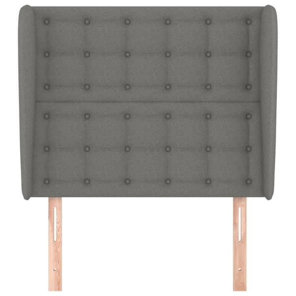 sengegavl med kanter 93x23x118/128 cm stof mørkegrå