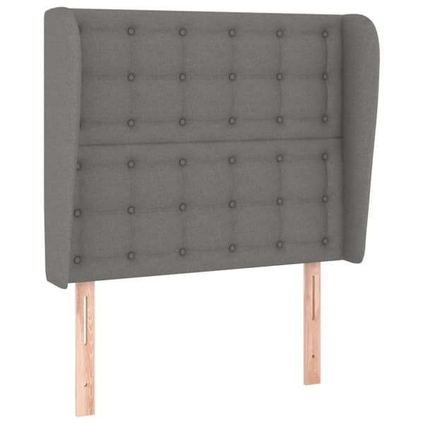 sengegavl med kanter 93x23x118/128 cm stof mørkegrå