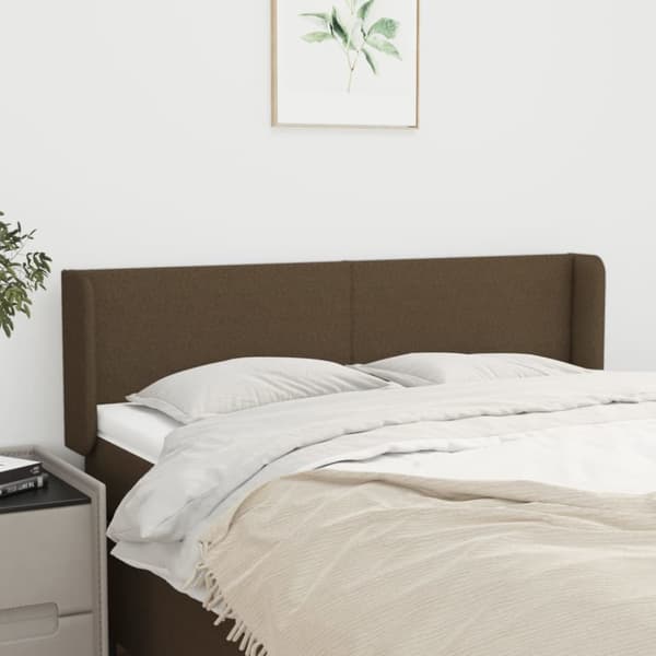 sengegavl med kanter 147x16x78/88 cm stof mørkebrun