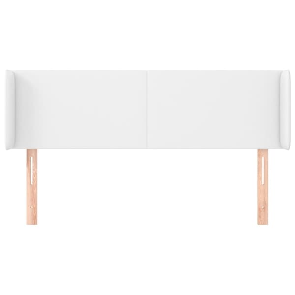 sengegavl med kanter 147x16x78/88 cm kunstlæder hvid
