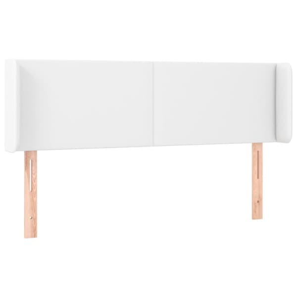 sengegavl med kanter 147x16x78/88 cm kunstlæder hvid