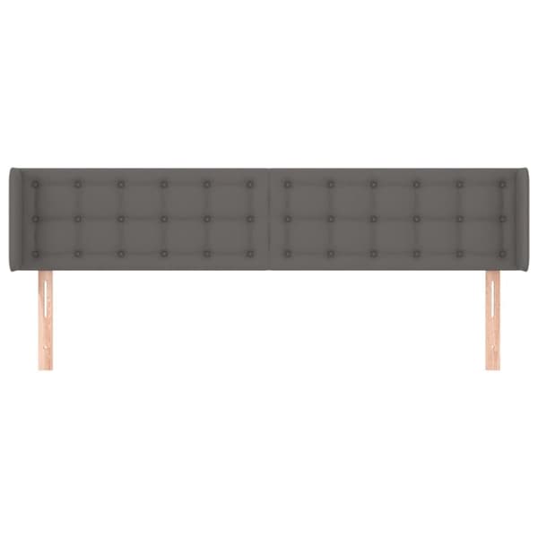 sengegavl med kanter 163x16x78/88 cm kunstlæder grå