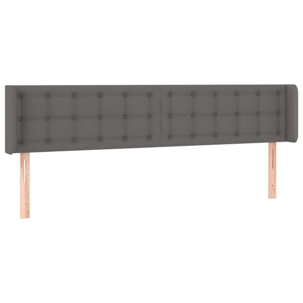 sengegavl med kanter 163x16x78/88 cm kunstlæder grå