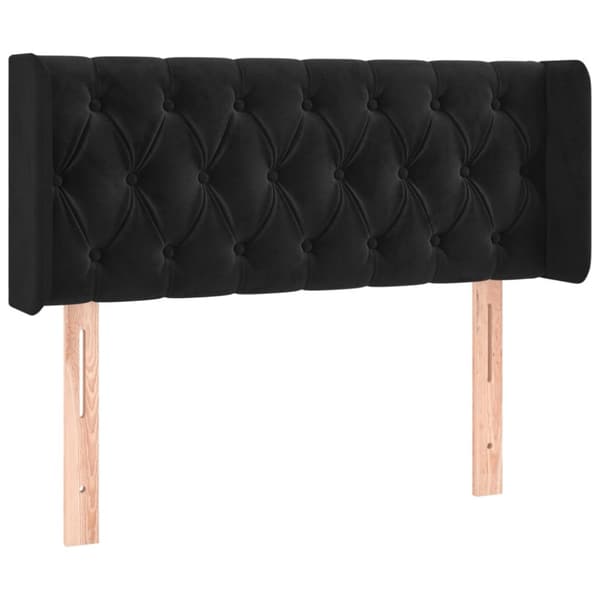 sengegavl med kanter 103x16x78/88 cm fløjl sort