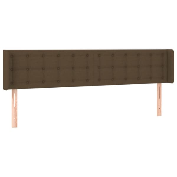 Sänggavel med kanter mörkbrun 163x16x78/88 cm tyg