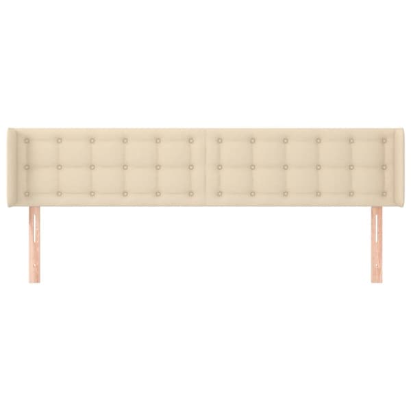 sengegavl med kanter 163x16x78/88 cm stof cremefarvet