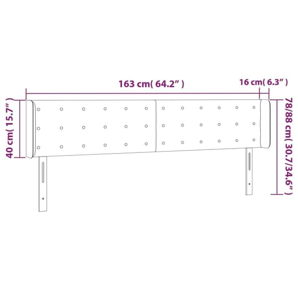 sengegavl med kanter 163x16x78/88 cm stof cremefarvet