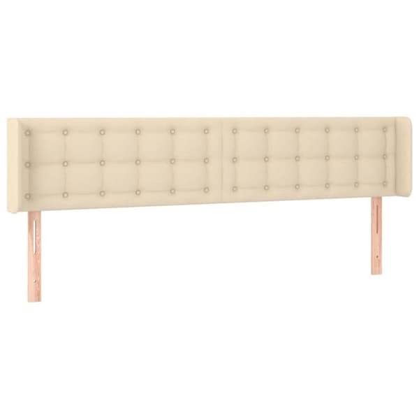 sengegavl med kanter 163x16x78/88 cm stof cremefarvet
