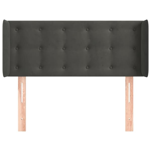 sengegavl med kanter 93x16x78/88 cm fløjl mørkegrå