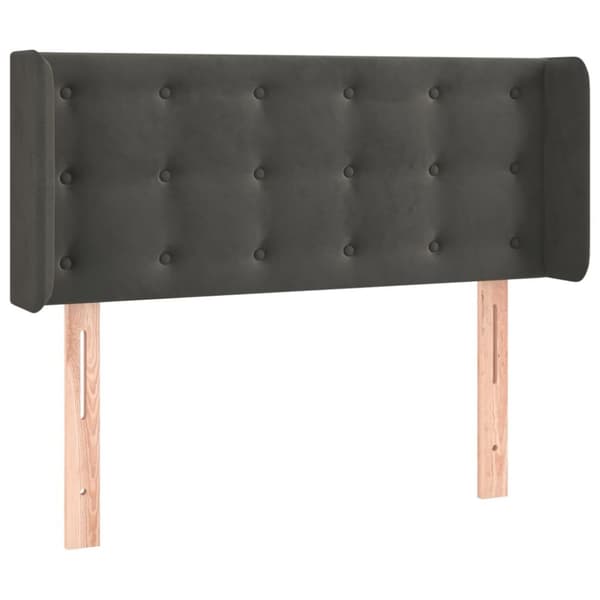sengegavl med kanter 93x16x78/88 cm fløjl mørkegrå